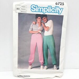 Simplicity 6725 Sewing Pattern Misses' or Men's Pants‎ Pull-On Medium Size